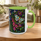 Stained Glass Moonlit Black Cat Poison Garden Coffee Accent Mug – 11/15oz