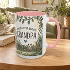World's Best Grandpa Accent Coffee Mug – Rustic Botanical 11/15oz Gift