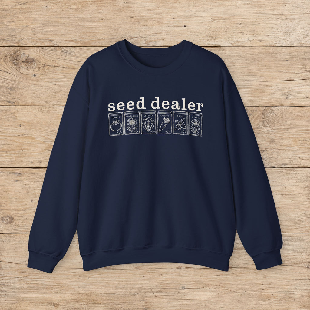 Seed Dealer Crewneck Sweatshirt – Botanical Seed Packet Graphic