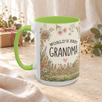 World's Best Grandma Floral Accent Coffee Mug – 11/15 oz