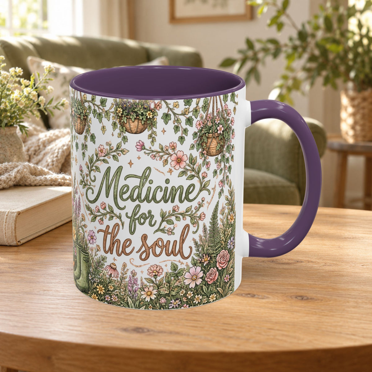 Medicine For The Soul Floral Coffee Mug (11oz or 15oz)