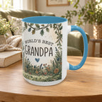 World's Best Grandpa Accent Coffee Mug – Rustic Botanical 11/15oz Gift