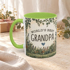 World's Best Grandpa Accent Coffee Mug – Rustic Botanical 11/15oz Gift