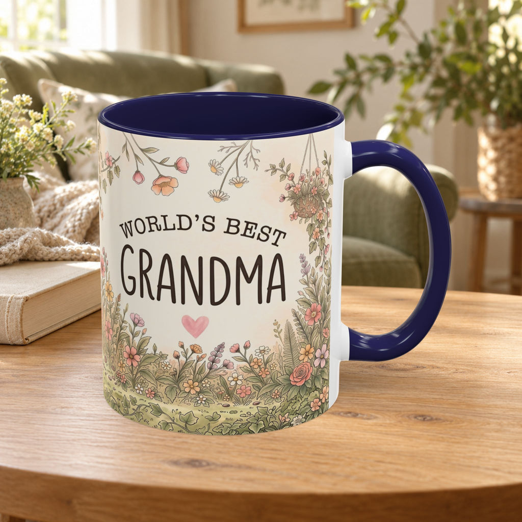 World's Best Grandma Floral Accent Coffee Mug – 11/15 oz