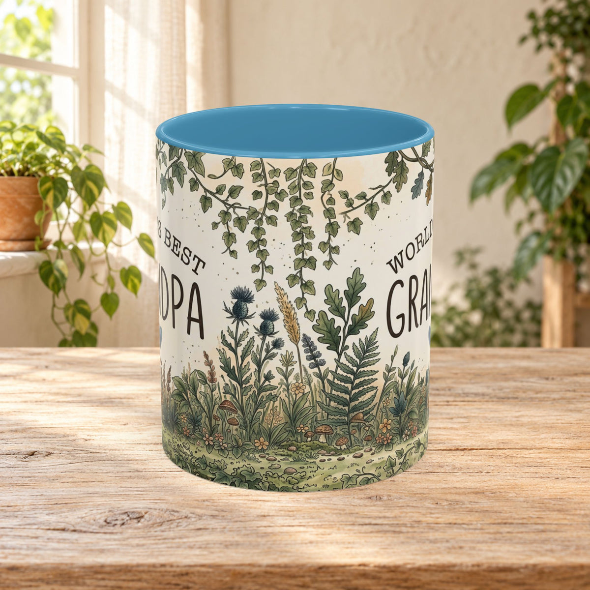 World's Best Grandpa Accent Coffee Mug – Rustic Botanical 11/15oz Gift