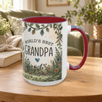 World's Best Grandpa Accent Coffee Mug – Rustic Botanical 11/15oz Gift