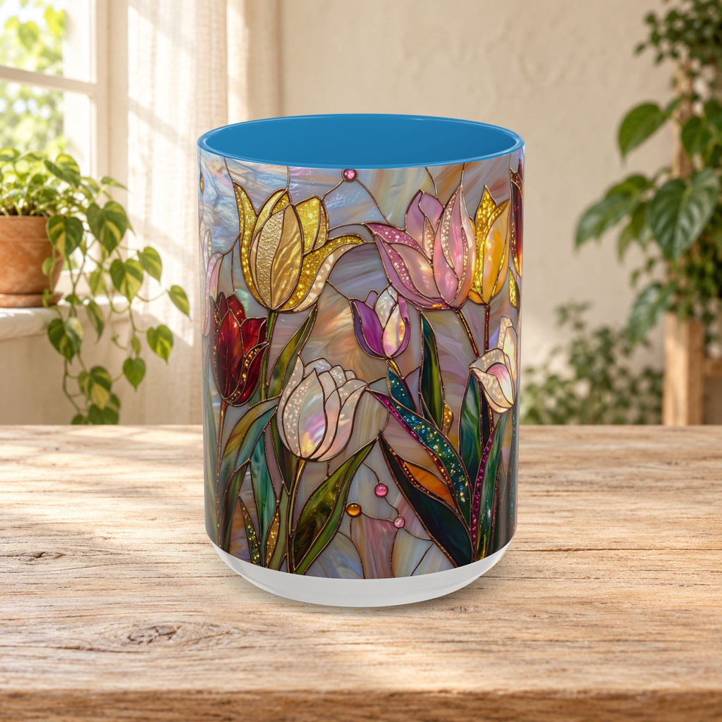 Stained Glass Tulips Flowers Coffee Accent Mug – 11/15oz