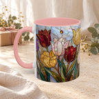 Stained Glass Tulips Flowers Coffee Accent Mug – 11/15oz
