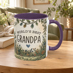 World's Best Grandpa Accent Coffee Mug – Rustic Botanical 11/15oz Gift