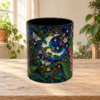 Stained Glass Moonlit Black Cat Poison Garden Coffee Accent Mug – 11/15oz