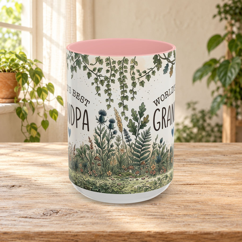 World's Best Grandpa Accent Coffee Mug – Rustic Botanical 11/15oz Gift