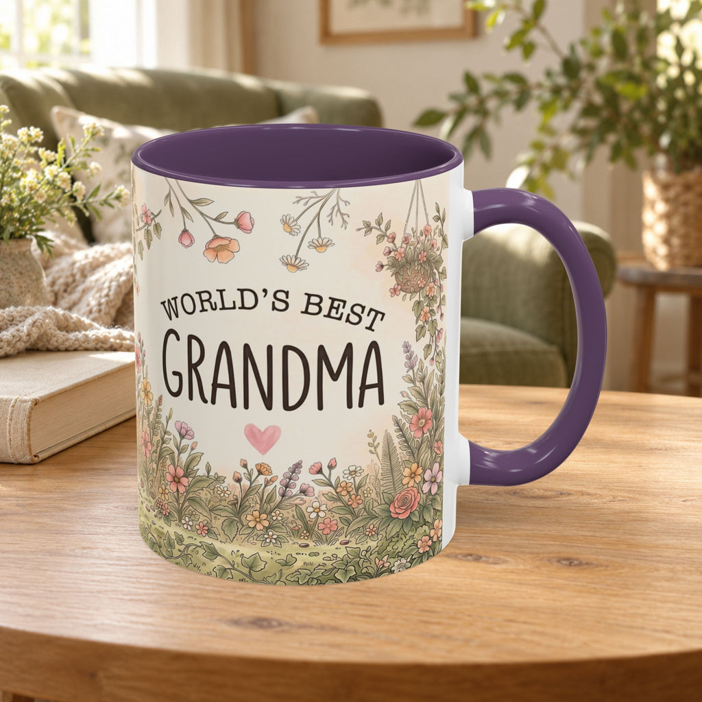 World's Best Grandma Floral Accent Coffee Mug – 11/15 oz