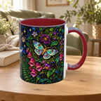 Stained Glass Moonlit Black Cat Poison Garden Coffee Accent Mug – 11/15oz