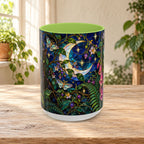 Stained Glass Moonlit Black Cat Poison Garden Coffee Accent Mug – 11/15oz
