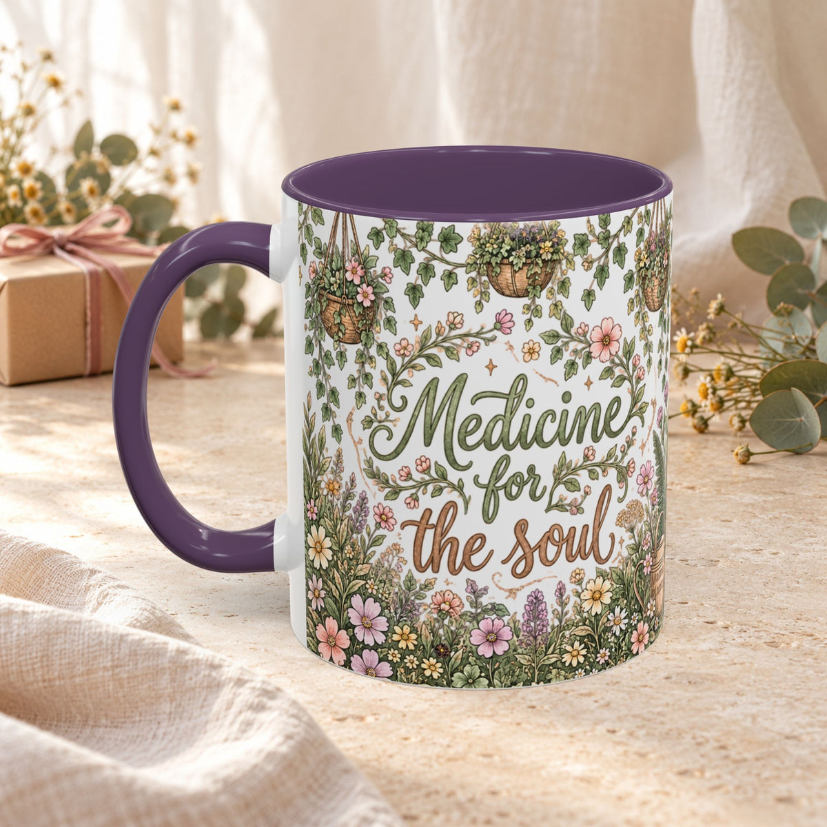 Medicine For The Soul Floral Coffee Mug (11oz or 15oz)
