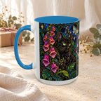 Stained Glass Moonlit Black Cat Poison Garden Coffee Accent Mug – 11/15oz