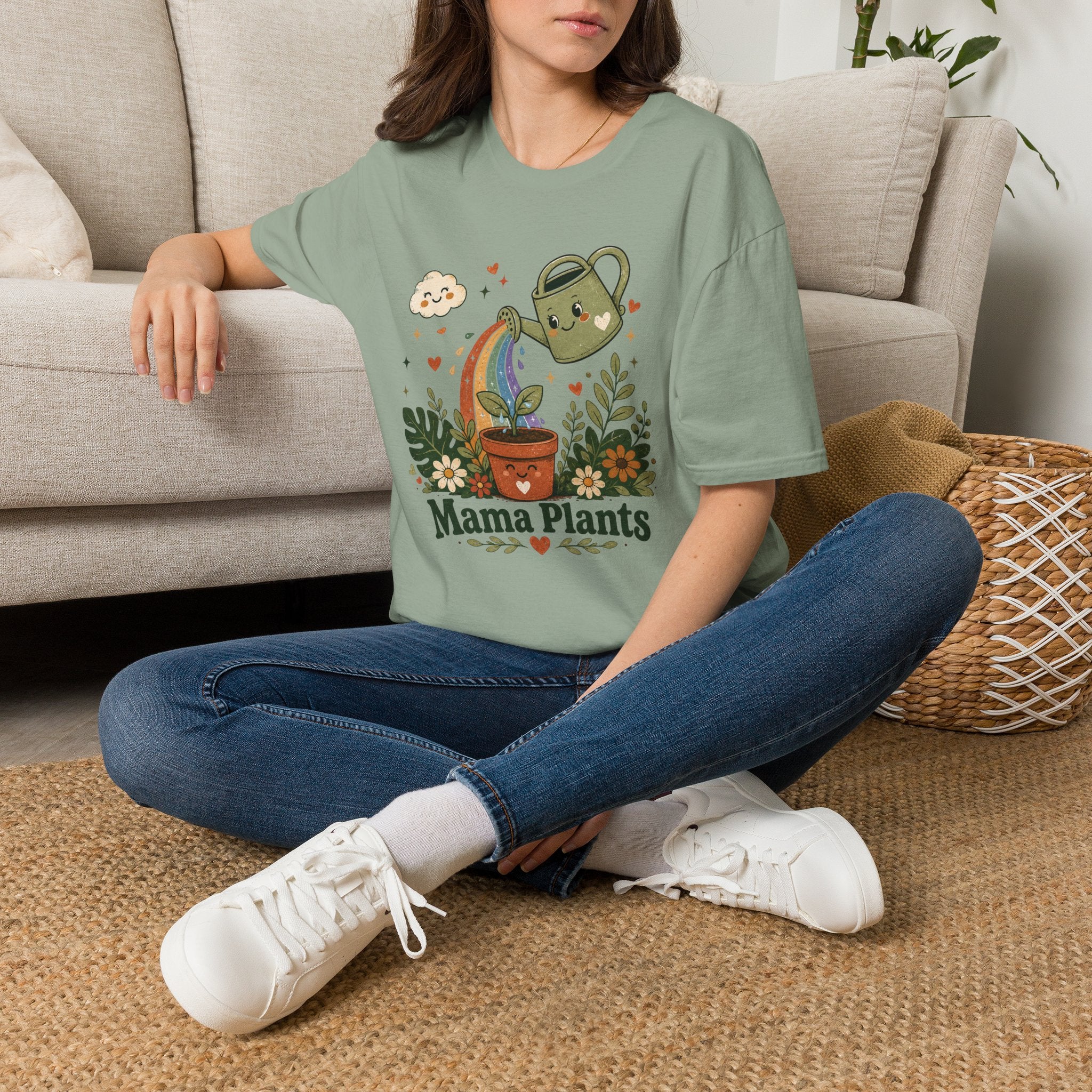 Rainbow Water Can Mama Plants C1 T-Shirt