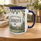 World's Best Grandpa Accent Coffee Mug – Rustic Botanical 11/15oz Gift