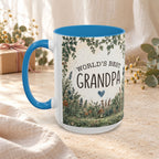 World's Best Grandpa Accent Coffee Mug – Rustic Botanical 11/15oz Gift