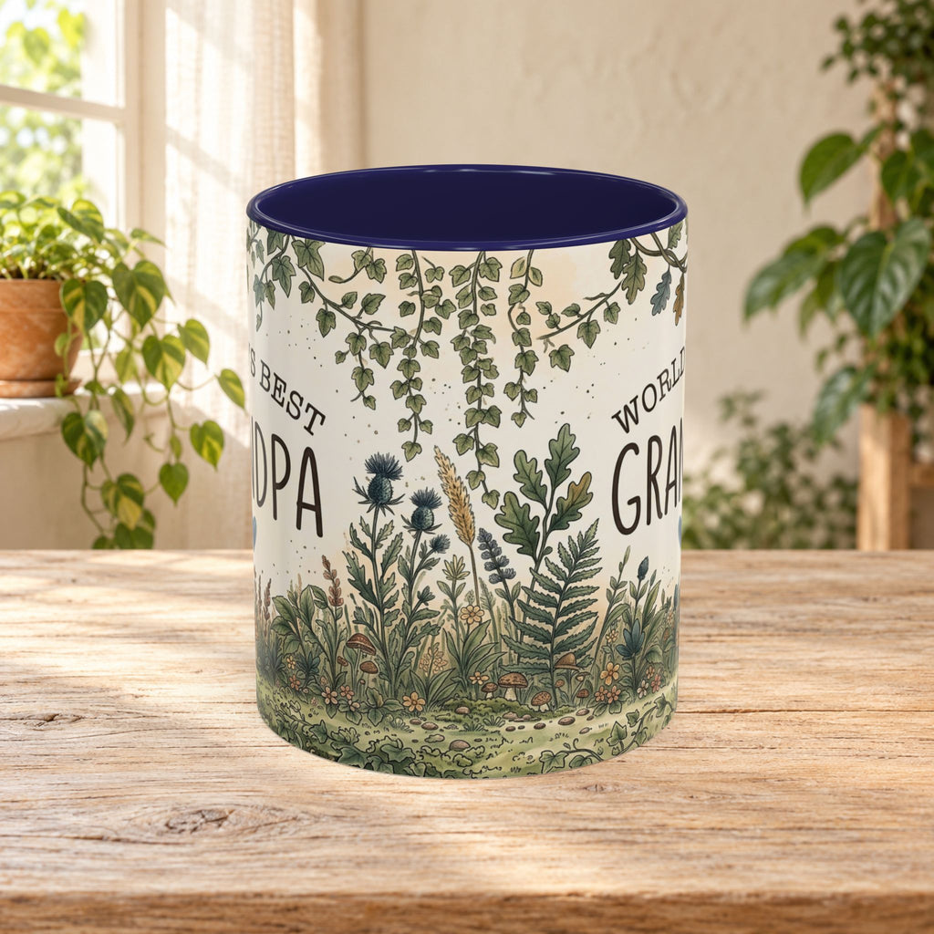 World's Best Grandpa Accent Coffee Mug – Rustic Botanical 11/15oz Gift