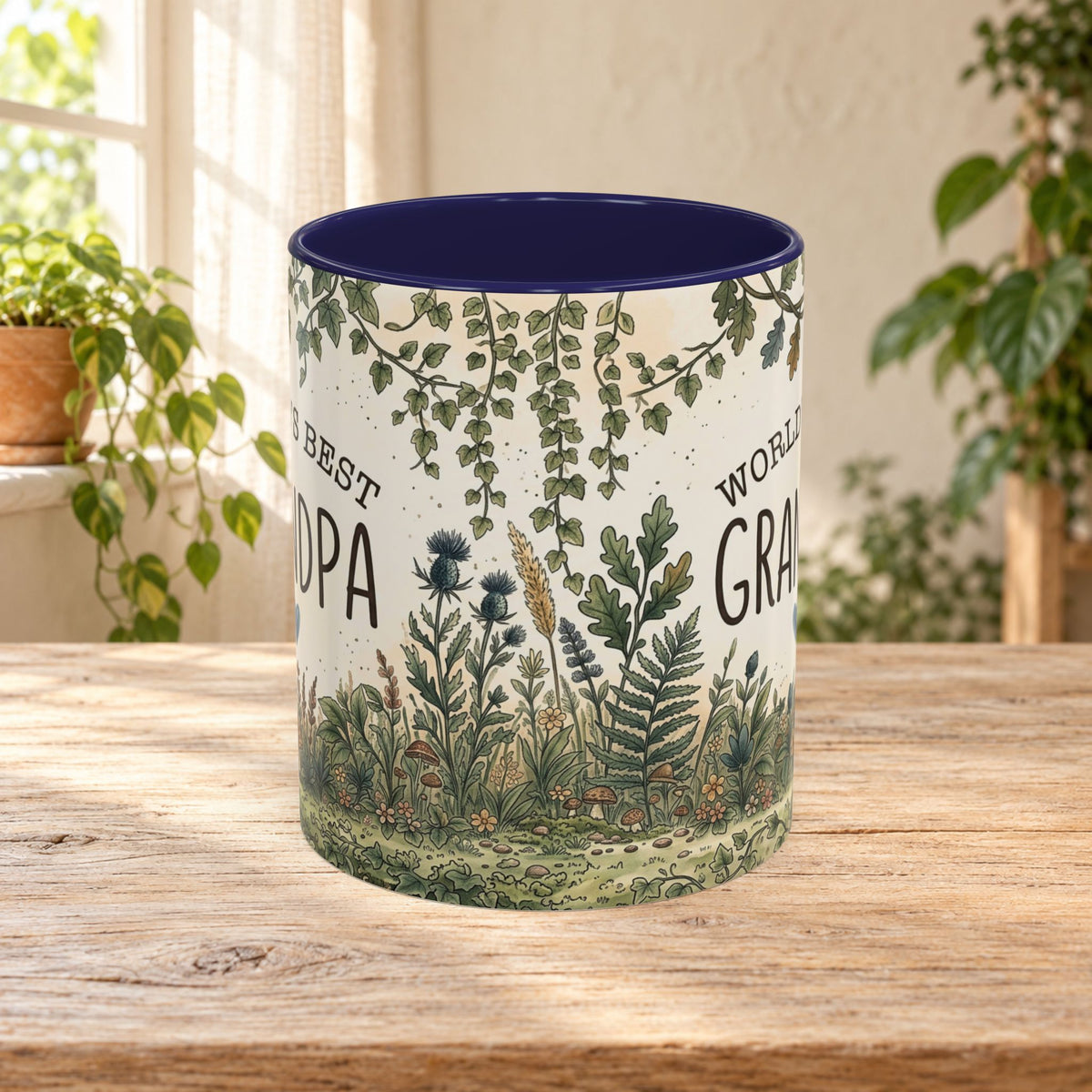 World's Best Grandpa Accent Coffee Mug – Rustic Botanical 11/15oz Gift