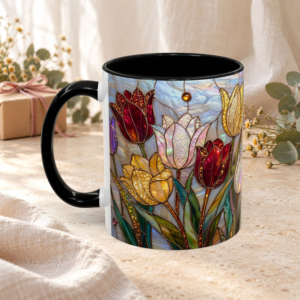 Stained Glass Tulips Flowers Coffee Accent Mug – 11/15oz