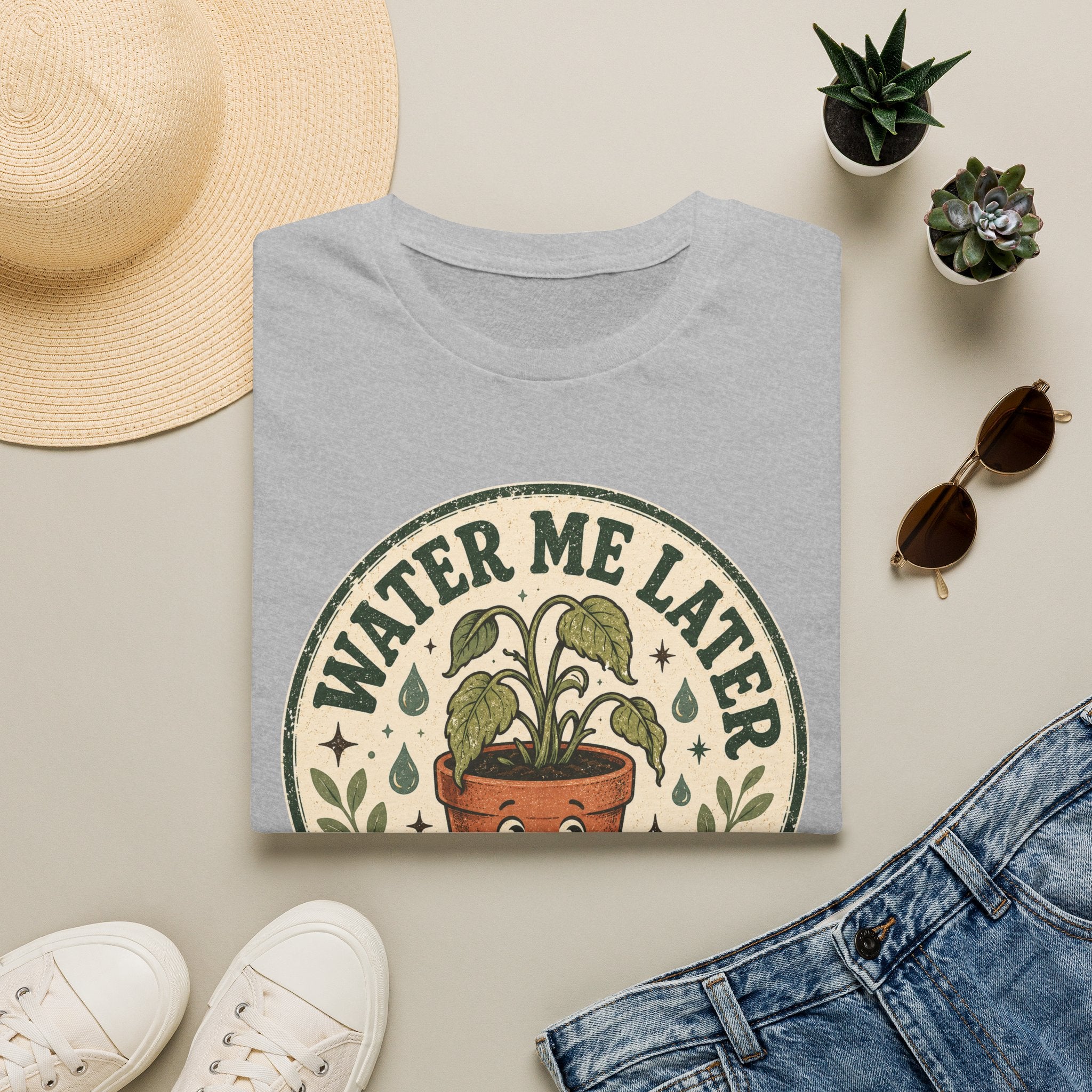 Water Me Later Retro Badge Design C1 T-Shirt