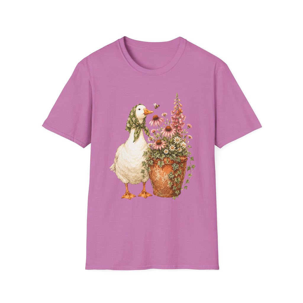 Duck and flowers in a rustic garden C1 T-Shirt