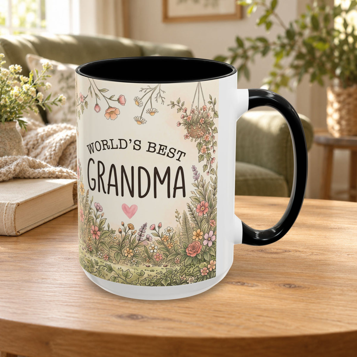 World's Best Grandma Floral Accent Coffee Mug – 11/15 oz