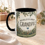 World's Best Grandpa Accent Coffee Mug – Rustic Botanical 11/15oz Gift