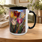 Stained Glass Tulips Flowers Coffee Accent Mug – 11/15oz