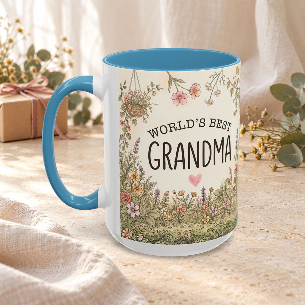 World's Best Grandma Floral Accent Coffee Mug – 11/15 oz