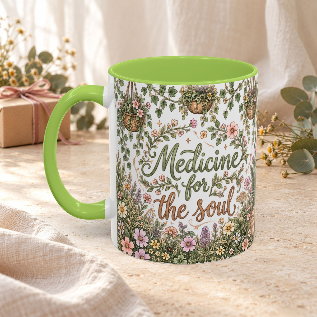 Medicine For The Soul Floral Coffee Mug (11oz or 15oz)
