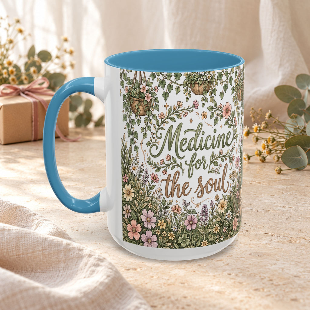 Medicine For The Soul Floral Coffee Mug (11oz or 15oz)