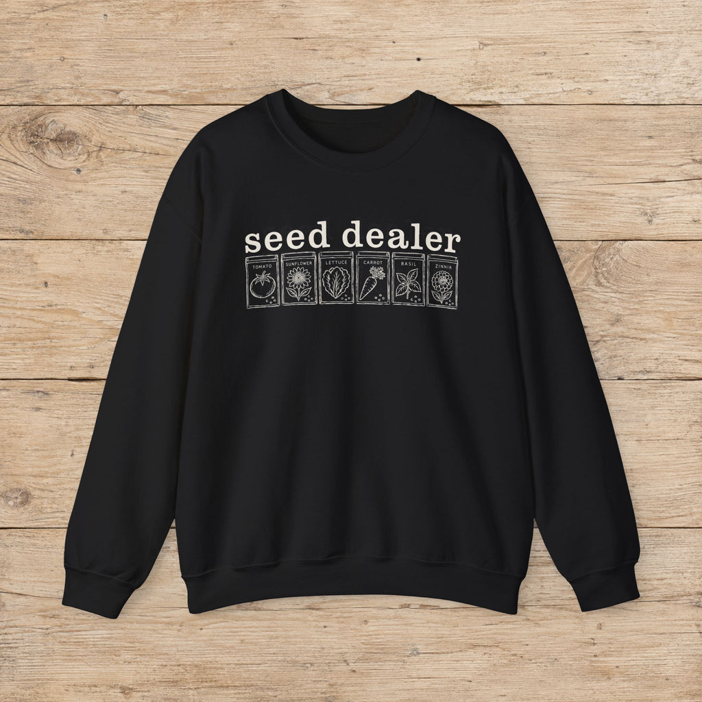 Seed Dealer Crewneck Sweatshirt – Botanical Seed Packet Graphic