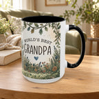 World's Best Grandpa Accent Coffee Mug – Rustic Botanical 11/15oz Gift
