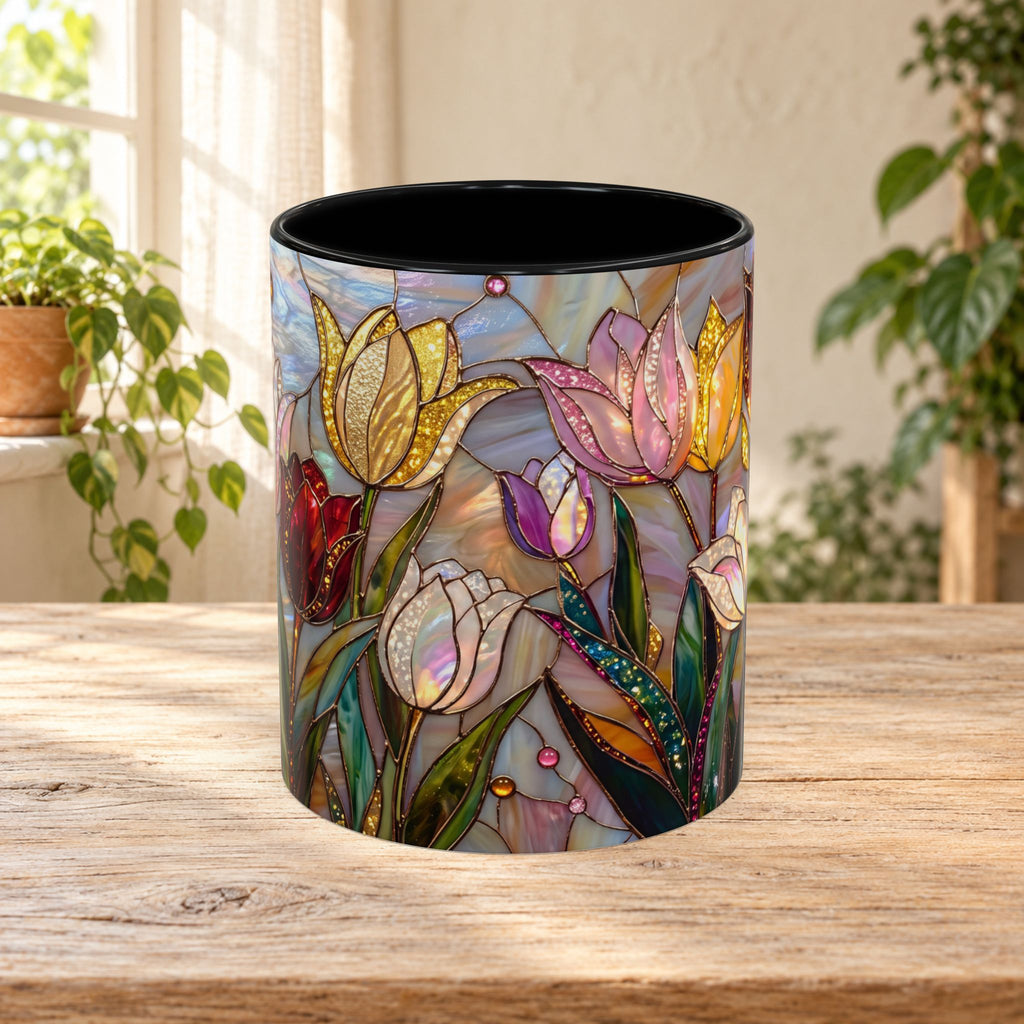Stained Glass Tulips Flowers Coffee Accent Mug – 11/15oz