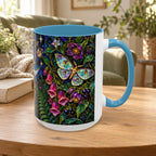 Stained Glass Moonlit Black Cat Poison Garden Coffee Accent Mug – 11/15oz