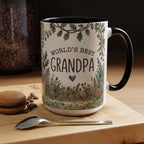 World's Best Grandpa Accent Coffee Mug – Rustic Botanical 11/15oz Gift
