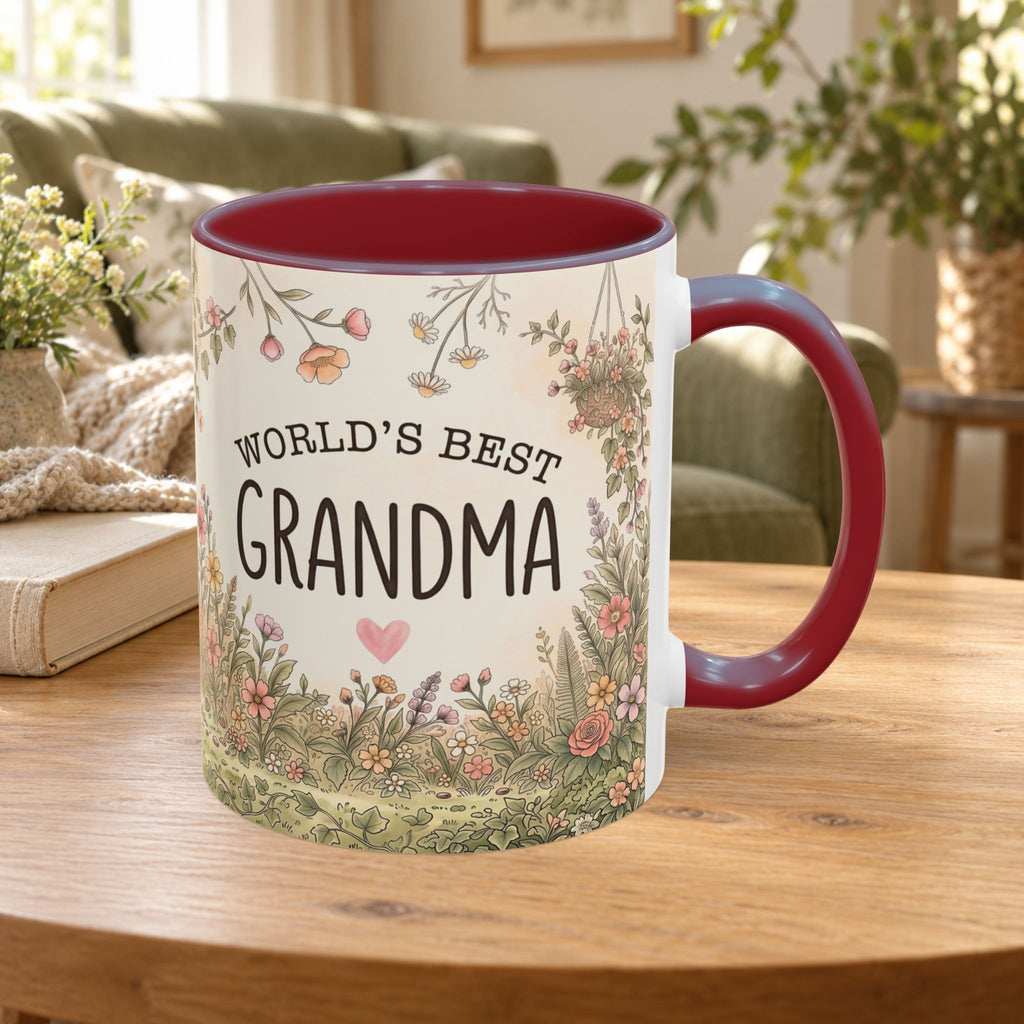 World's Best Grandma Floral Accent Coffee Mug – 11/15 oz