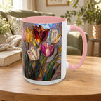 Stained Glass Tulips Flowers Coffee Accent Mug – 11/15oz