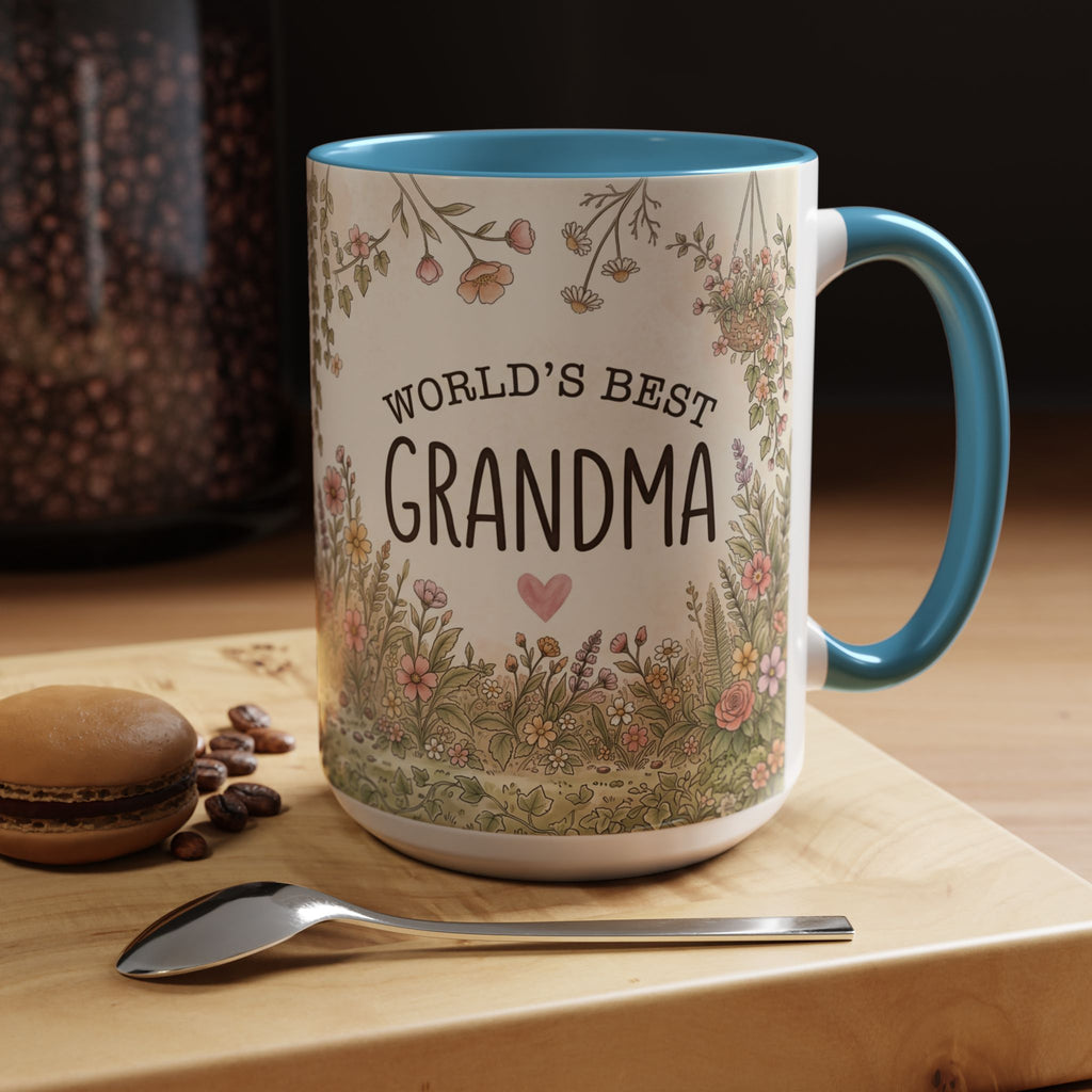 World's Best Grandma Floral Accent Coffee Mug – 11/15 oz