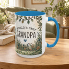 World's Best Grandpa Accent Coffee Mug – Rustic Botanical 11/15oz Gift