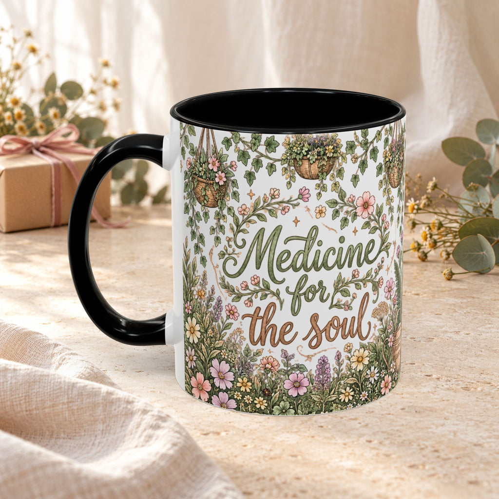 Medicine For The Soul Floral Coffee Mug (11oz or 15oz)