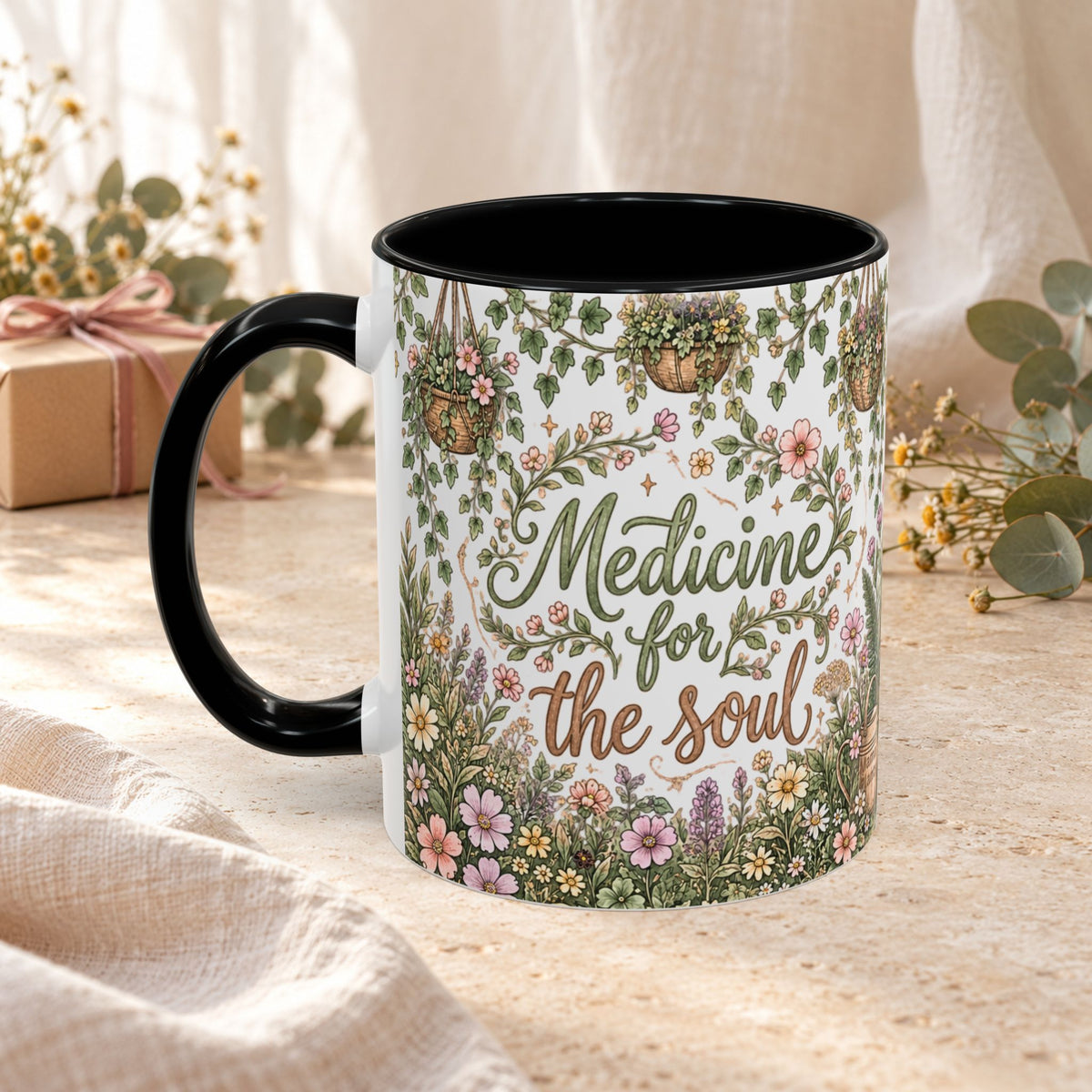 Medicine For The Soul Floral Coffee Mug (11oz or 15oz)