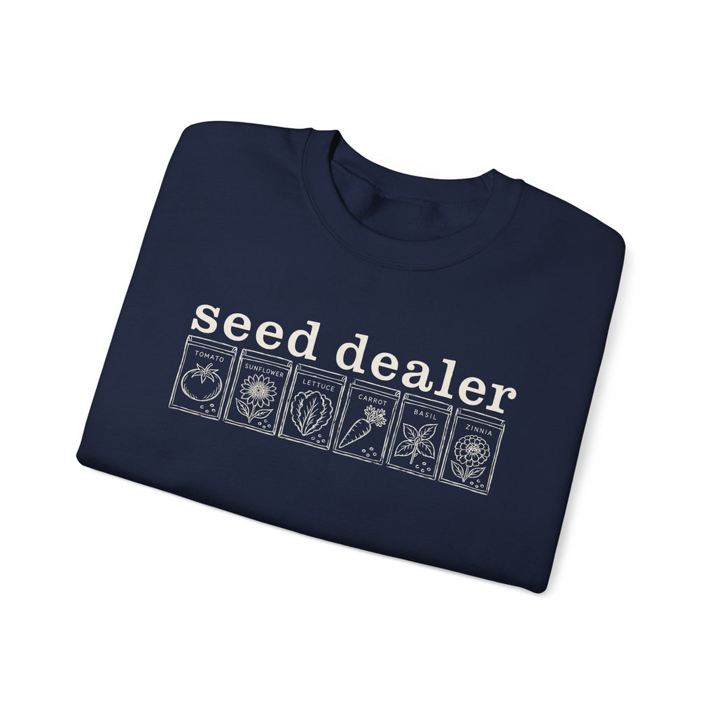 Seed Dealer Crewneck Sweatshirt – Botanical Seed Packet Graphic