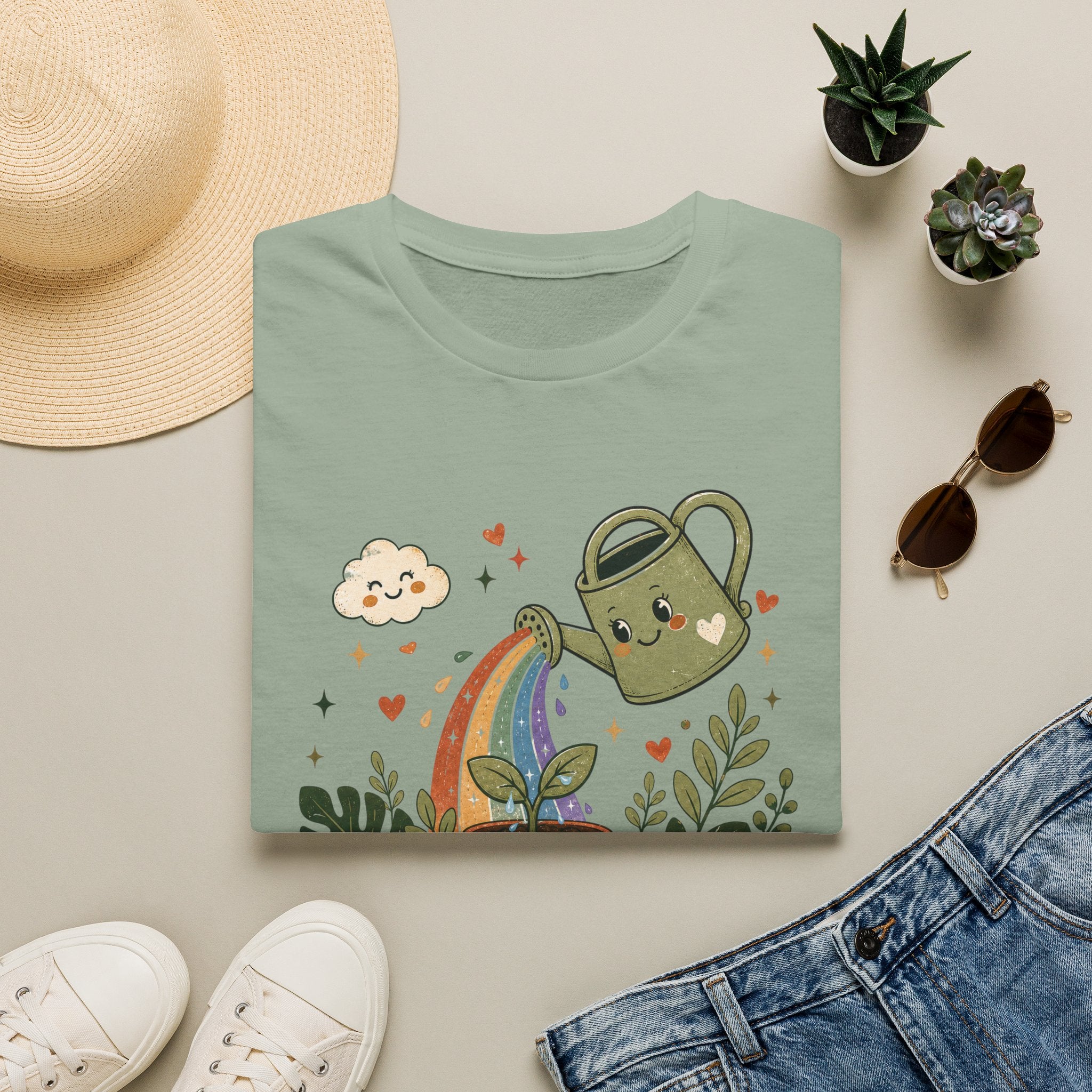 Rainbow Water Can Mama Plants C1 T-Shirt