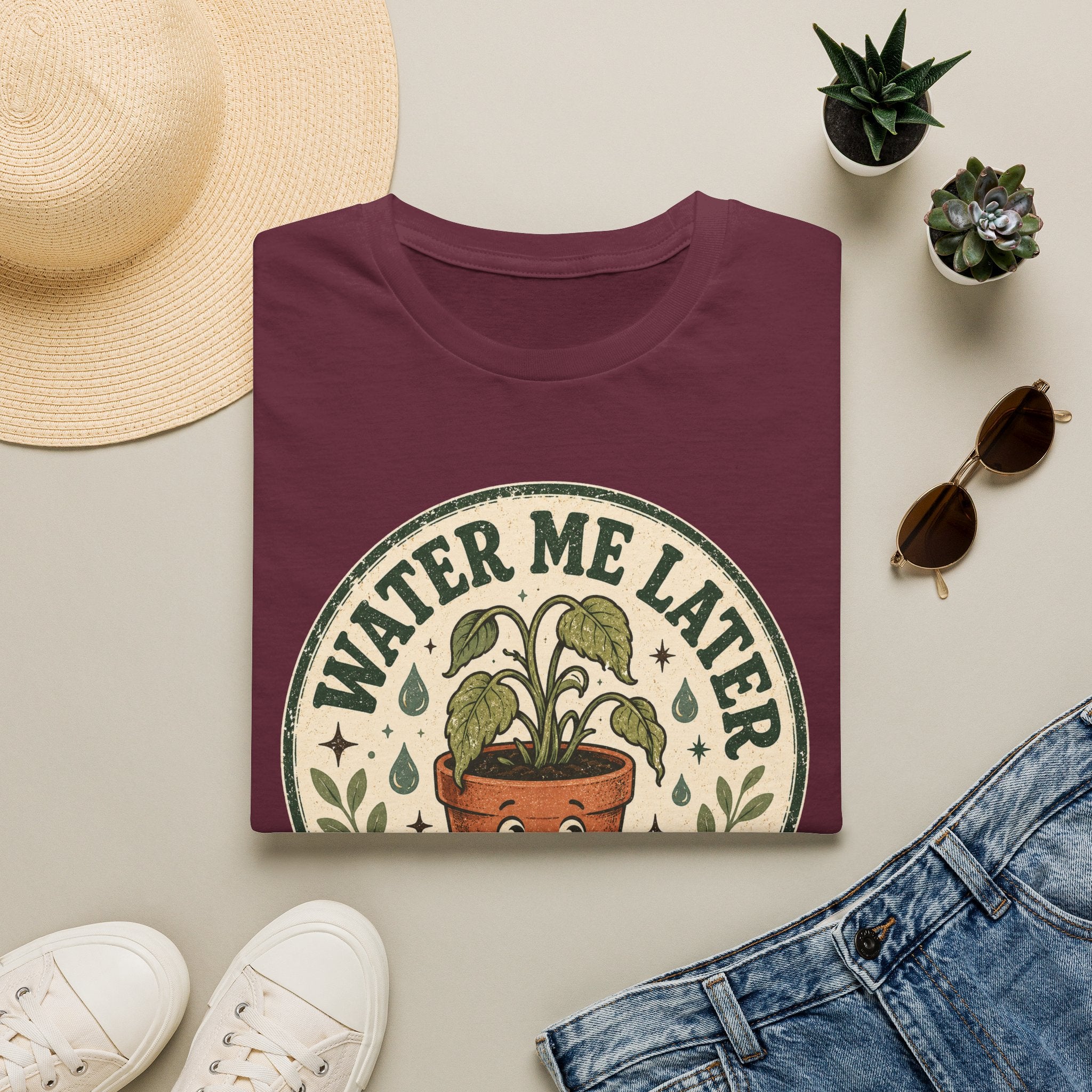 Water Me Later Retro Badge Design C1 T-Shirt