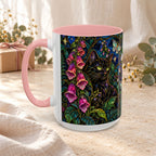 Stained Glass Moonlit Black Cat Poison Garden Coffee Accent Mug – 11/15oz