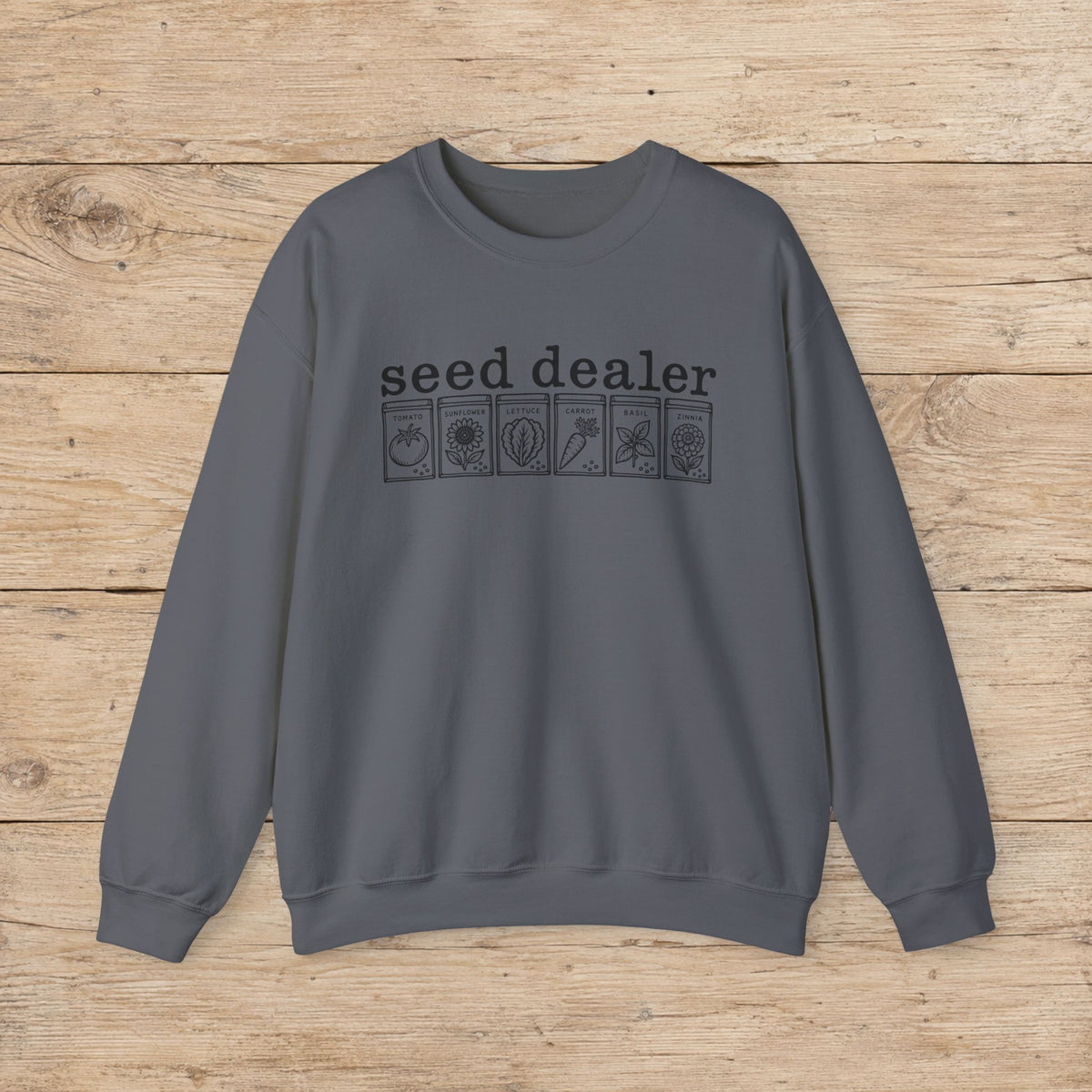 Seed Dealer Crewneck Sweatshirt – Botanical Seed Packet Graphic